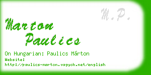 marton paulics business card